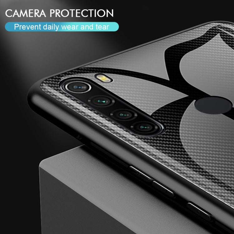 For Xiaomi Redmi Note 8 Carbon Fiber Texture Gradient Color Glass Case(Red) by buy2fix