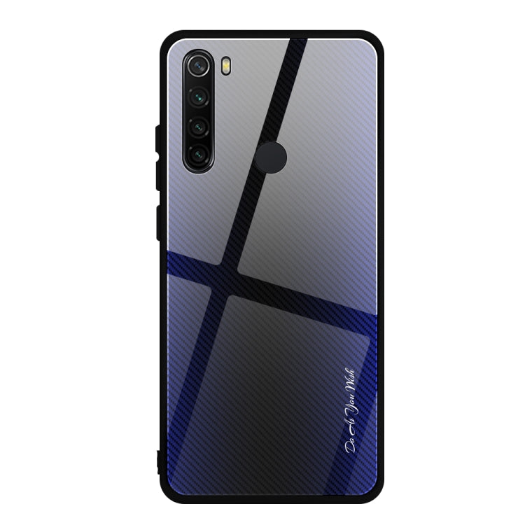 For Xiaomi Redmi Note 8 Carbon Fiber Texture Gradient Color Glass Case(Purple) - Xiaomi Cases by buy2fix | Online Shopping UK | buy2fix
