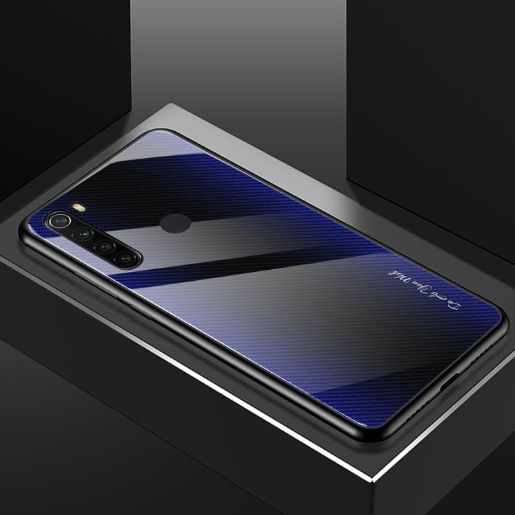 For Xiaomi Redmi Note 8 Carbon Fiber Texture Gradient Color Glass Case(Purple) - Xiaomi Cases by buy2fix | Online Shopping UK | buy2fix