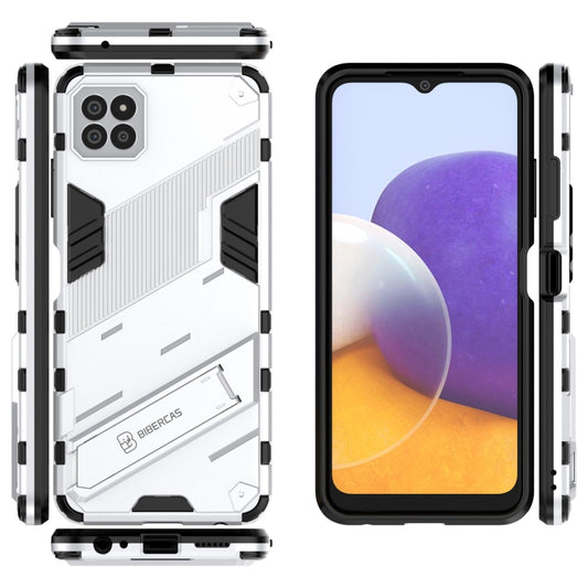 For Samsung Galaxy A22 5G Punk Armor 2 in 1 PC + TPU Shockproof Case with Invisible Holder(White) by buy2fix
