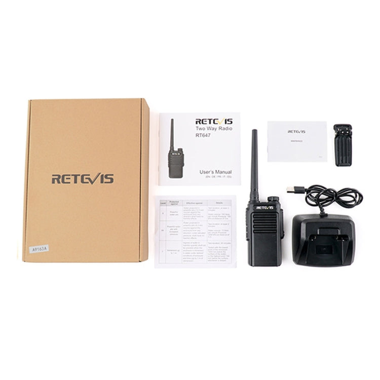RETEVIS RT47 16CHS IP67 Waterproof FRS Two Way Radio Handheld Walkie Talkie, US Plug(Black) by RETEVIS