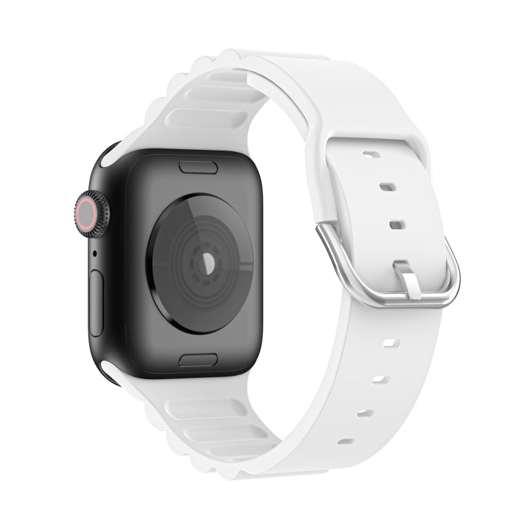 Business B Style Silicone Watch Band For Apple Watch Series 7 45mm / 6 & SE & 5 & 4 44mm / 3 & 2 & 1 42mm(White) - Watch Bands by buy2fix | Online Shopping UK | buy2fix