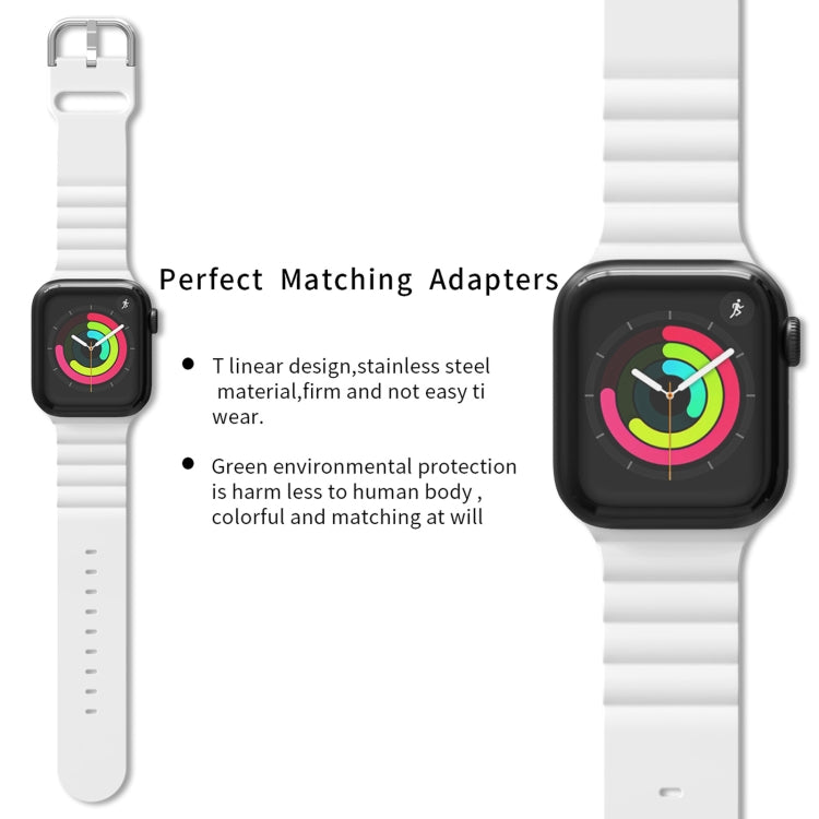 Business B Style Silicone Watch Band For Apple Watch Series 7 45mm / 6 & SE & 5 & 4 44mm / 3 & 2 & 1 42mm(White) - Watch Bands by buy2fix | Online Shopping UK | buy2fix