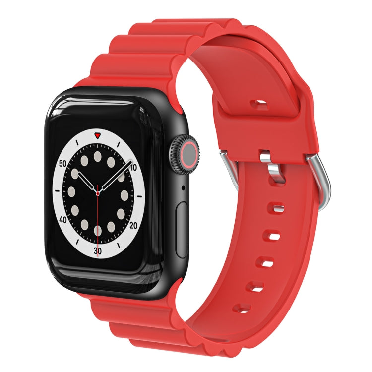 Business B Style Silicone Watch Band For Apple Watch Ultra 49mm&Watch Ultra 2 49mm / Series 9&8&7 45mm / SE 3&SE 2&6&SE&5&4 44mm / 3&2&1 42mm(Red) - Watch Bands by buy2fix | Online Shopping UK | buy2fix