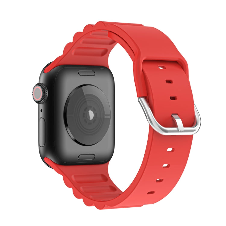 Business B Style Silicone Watch Band For Apple Watch Ultra 49mm&Watch Ultra 2 49mm / Series 9&8&7 45mm / SE 3&SE 2&6&SE&5&4 44mm / 3&2&1 42mm(Red) - Watch Bands by buy2fix | Online Shopping UK | buy2fix