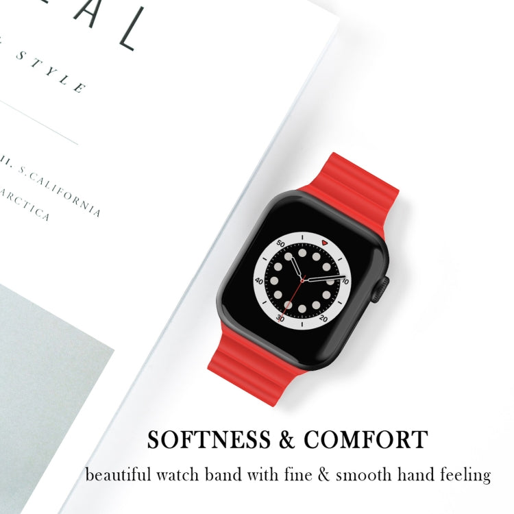 Business B Style Silicone Watch Band For Apple Watch Ultra 49mm&Watch Ultra 2 49mm / Series 9&8&7 45mm / SE 3&SE 2&6&SE&5&4 44mm / 3&2&1 42mm(Red) - Watch Bands by buy2fix | Online Shopping UK | buy2fix