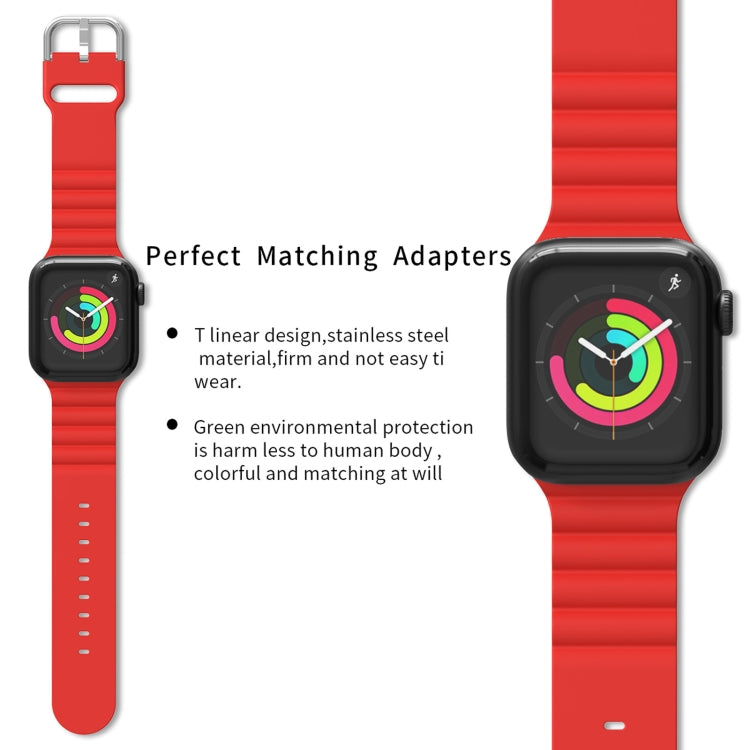 Business B Style Silicone Watch Band For Apple Watch Ultra 49mm&Watch Ultra 2 49mm / Series 9&8&7 45mm / SE 3&SE 2&6&SE&5&4 44mm / 3&2&1 42mm(Red) - Watch Bands by buy2fix | Online Shopping UK | buy2fix