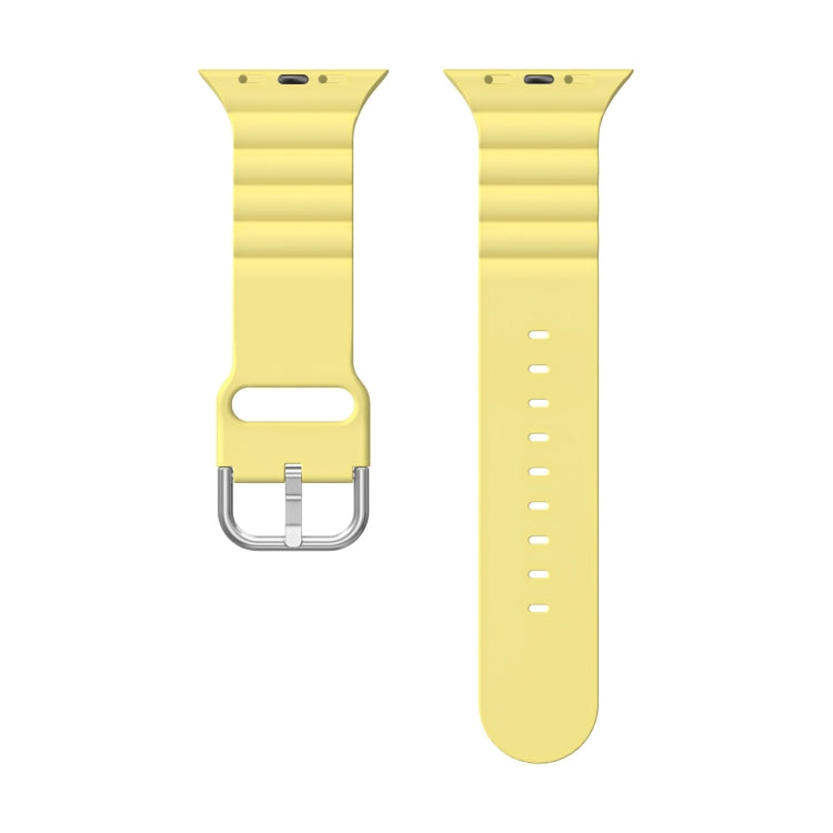 Business B Style Silicone Watch Band For Apple Watch Ultra 49mm&Watch Ultra 2 49mm / Series 9&8&7 45mm / SE 3&SE 2&6&SE&5&4 44mm / 3&2&1 42mm(Yellow) - Watch Bands by buy2fix | Online Shopping UK | buy2fix