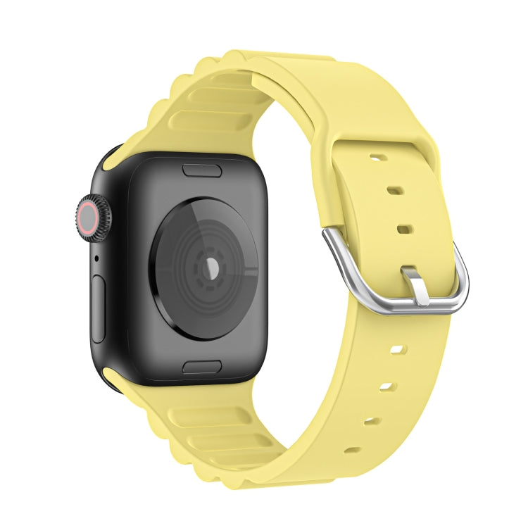 Business B Style Silicone Watch Band For Apple Watch Ultra 49mm&Watch Ultra 2 49mm / Series 9&8&7 45mm / SE 3&SE 2&6&SE&5&4 44mm / 3&2&1 42mm(Yellow) - Watch Bands by buy2fix | Online Shopping UK | buy2fix