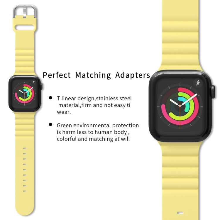 Business B Style Silicone Watch Band For Apple Watch Ultra 49mm&Watch Ultra 2 49mm / Series 9&8&7 45mm / SE 3&SE 2&6&SE&5&4 44mm / 3&2&1 42mm(Yellow) - Watch Bands by buy2fix | Online Shopping UK | buy2fix