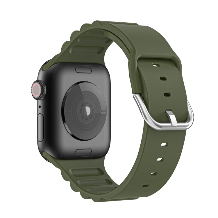 Business B Style Silicone Watch Band For Apple Watch Ultra 49mm&Watch Ultra 2 49mm / Series 9&8&7 45mm / SE 3&SE 2&6&SE&5&4 44mm / 3&2&1 42mm(Dark Green) - Watch Bands by buy2fix | Online Shopping UK | buy2fix