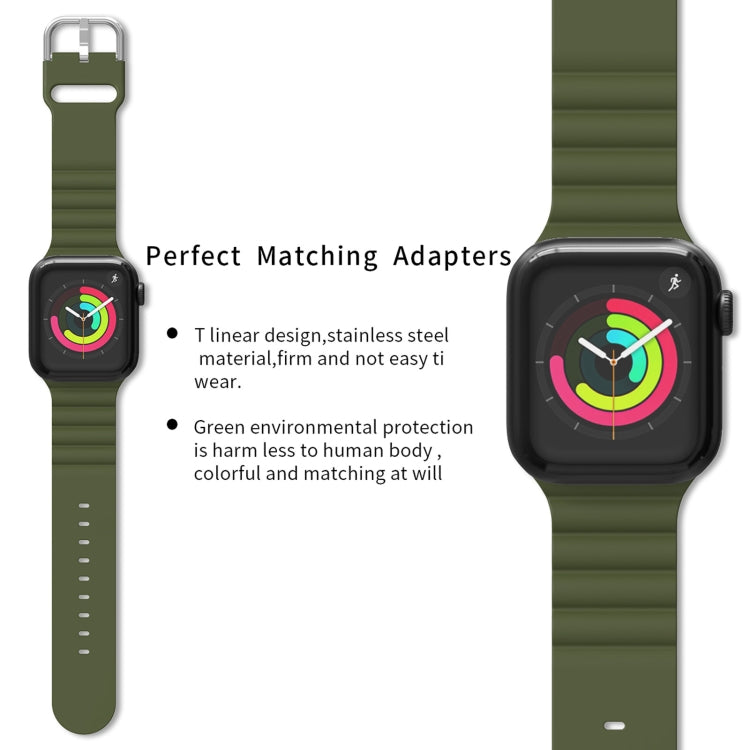 Business B Style Silicone Watch Band For Apple Watch Ultra 49mm&Watch Ultra 2 49mm / Series 9&8&7 45mm / SE 3&SE 2&6&SE&5&4 44mm / 3&2&1 42mm(Dark Green) - Watch Bands by buy2fix | Online Shopping UK | buy2fix