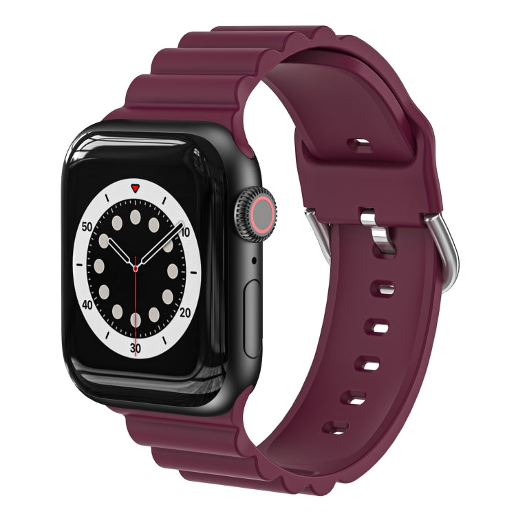 Business B Style Silicone Watch Band For Apple Watch Ultra 49mm&Watch Ultra 2 49mm / Series 9&8&7 45mm / SE 3&SE 2&6&SE&5&4 44mm / 3&2&1 42mm(Wine Red) - Watch Bands by buy2fix | Online Shopping UK | buy2fix
