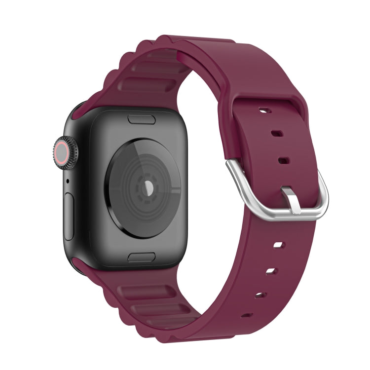 Business B Style Silicone Watch Band For Apple Watch Ultra 49mm&Watch Ultra 2 49mm / Series 9&8&7 45mm / SE 3&SE 2&6&SE&5&4 44mm / 3&2&1 42mm(Wine Red) - Watch Bands by buy2fix | Online Shopping UK | buy2fix