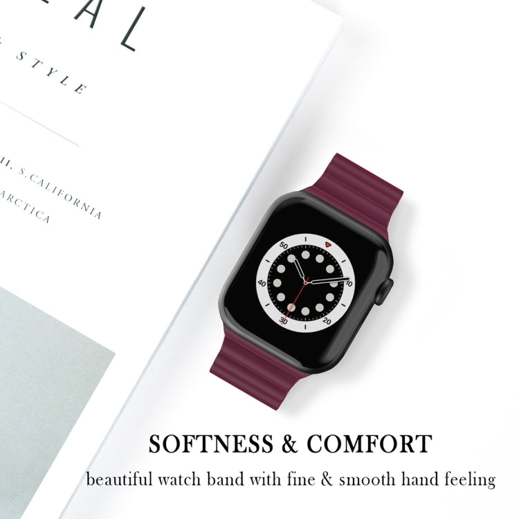 Business B Style Silicone Watch Band For Apple Watch Ultra 49mm&Watch Ultra 2 49mm / Series 9&8&7 45mm / SE 3&SE 2&6&SE&5&4 44mm / 3&2&1 42mm(Wine Red) - Watch Bands by buy2fix | Online Shopping UK | buy2fix