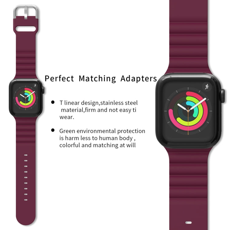 Business B Style Silicone Watch Band For Apple Watch Ultra 49mm&Watch Ultra 2 49mm / Series 9&8&7 45mm / SE 3&SE 2&6&SE&5&4 44mm / 3&2&1 42mm(Wine Red) - Watch Bands by buy2fix | Online Shopping UK | buy2fix