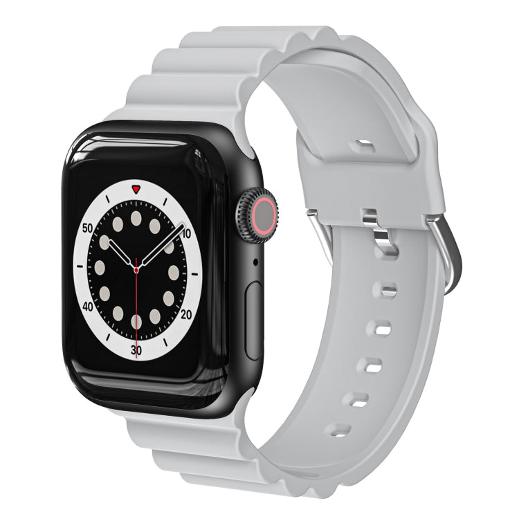 Business B Style Silicone Watch Band For Apple Watch Ultra 49mm&Watch Ultra 2 49mm / Series 9&8&7 45mm / SE 3&SE 2&6&SE&5&4 44mm / 3&2&1 42mm(Light Grey) - Watch Bands by buy2fix | Online Shopping UK | buy2fix