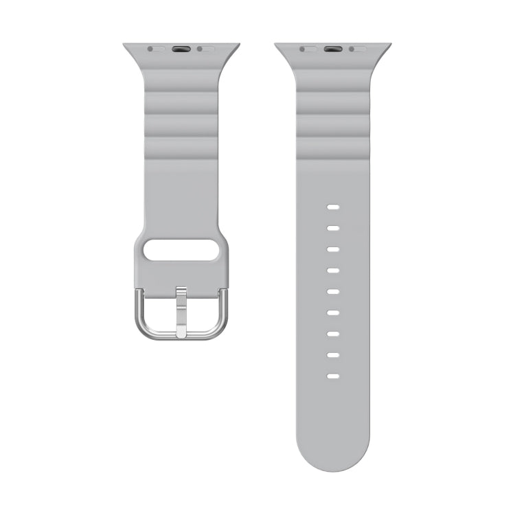 Business B Style Silicone Watch Band For Apple Watch Ultra 49mm&Watch Ultra 2 49mm / Series 9&8&7 45mm / SE 3&SE 2&6&SE&5&4 44mm / 3&2&1 42mm(Light Grey) - Watch Bands by buy2fix | Online Shopping UK | buy2fix