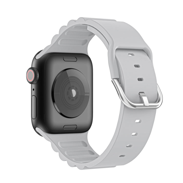 Business B Style Silicone Watch Band For Apple Watch Ultra 49mm&Watch Ultra 2 49mm / Series 9&8&7 45mm / SE 3&SE 2&6&SE&5&4 44mm / 3&2&1 42mm(Light Grey) - Watch Bands by buy2fix | Online Shopping UK | buy2fix