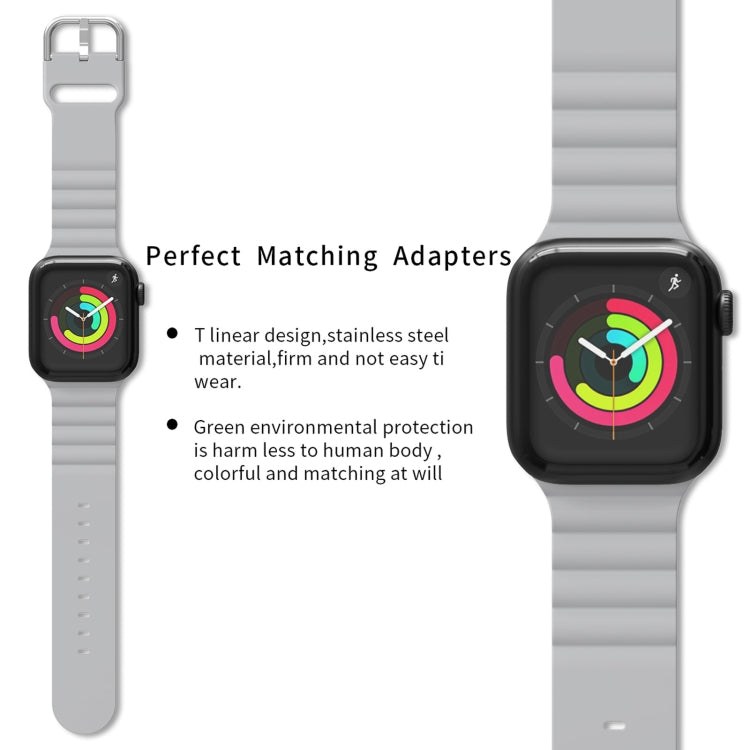 Business B Style Silicone Watch Band For Apple Watch Ultra 49mm&Watch Ultra 2 49mm / Series 9&8&7 45mm / SE 3&SE 2&6&SE&5&4 44mm / 3&2&1 42mm(Light Grey) - Watch Bands by buy2fix | Online Shopping UK | buy2fix