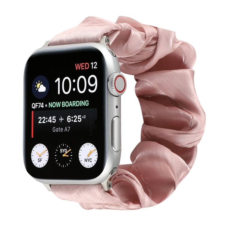 Shell Pattern Hair Ring Cloth Watch Band For Apple Watch Series 7 45mm / 6 & SE & 5 & 4 44mm / 3 & 2 & 1 42mm(Pink) - Watch Bands by buy2fix | Online Shopping UK | buy2fix