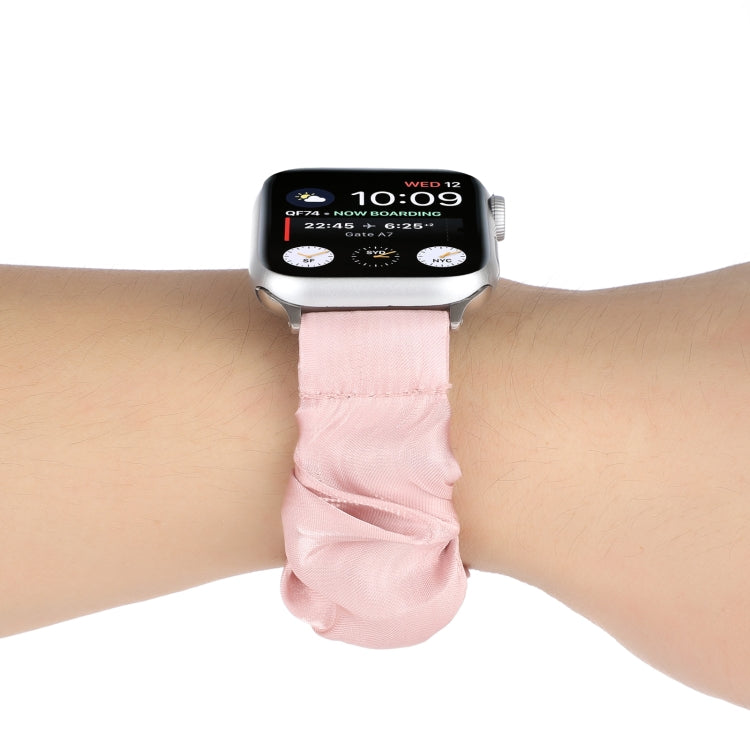 Shell Pattern Hair Ring Cloth Watch Band For Apple Watch Series 7 45mm / 6 & SE & 5 & 4 44mm / 3 & 2 & 1 42mm(Pink) - Watch Bands by buy2fix | Online Shopping UK | buy2fix