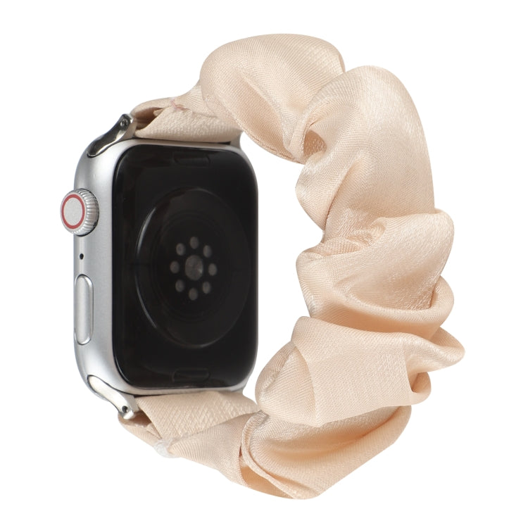 Shell Pattern Hair Ring Cloth Watch Band For Apple Watch Series 7 45mm / 6 & SE & 5 & 4 44mm / 3 & 2 & 1 42mm(Apricot) - Watch Bands by buy2fix | Online Shopping UK | buy2fix