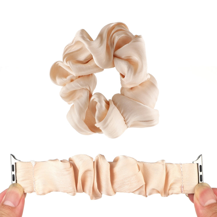 Shell Pattern Hair Ring Cloth Watch Band For Apple Watch Series 7 45mm / 6 & SE & 5 & 4 44mm / 3 & 2 & 1 42mm(Apricot) - Watch Bands by buy2fix | Online Shopping UK | buy2fix