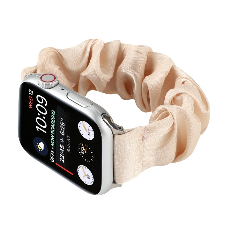 Shell Pattern Hair Ring Cloth Watch Band For Apple Watch Series 7 45mm / 6 & SE & 5 & 4 44mm / 3 & 2 & 1 42mm(Apricot) - Watch Bands by buy2fix | Online Shopping UK | buy2fix