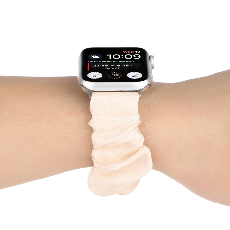 Shell Pattern Hair Ring Cloth Watch Band For Apple Watch Series 7 45mm / 6 & SE & 5 & 4 44mm / 3 & 2 & 1 42mm(Apricot) - Watch Bands by buy2fix | Online Shopping UK | buy2fix