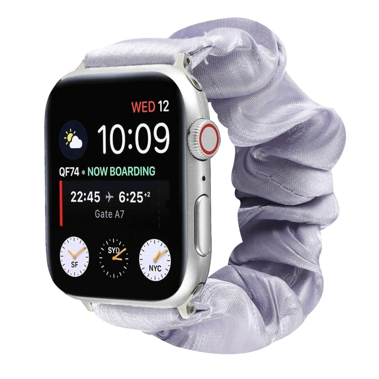 Shell Pattern Hair Ring Cloth Watch Band For Apple Watch Series 7 45mm / 6 & SE & 5 & 4 44mm / 3 & 2 & 1 42mm(Light Purple) - Watch Bands by buy2fix | Online Shopping UK | buy2fix