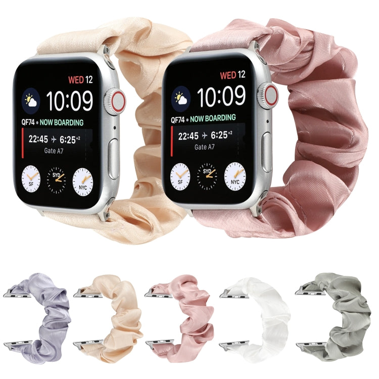 Shell Pattern Hair Ring Cloth Watch Band For Apple Watch Series 7 45mm / 6 & SE & 5 & 4 44mm / 3 & 2 & 1 42mm(Pink) - Watch Bands by buy2fix | Online Shopping UK | buy2fix