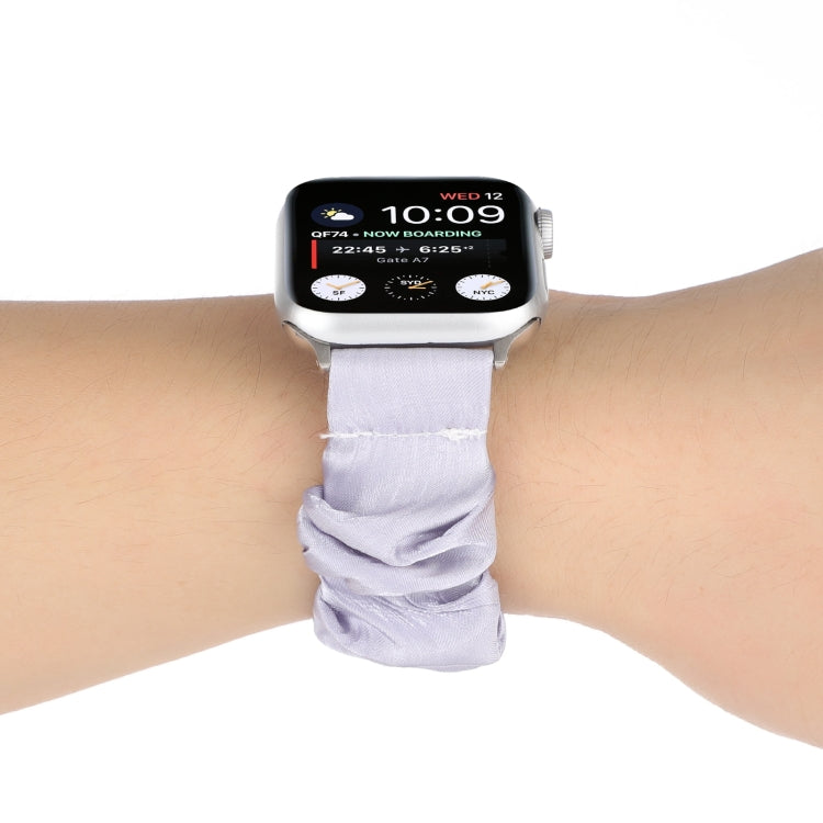 Shell Pattern Hair Ring Cloth Watch Band For Apple Watch Series 7 41mm / 6 & SE & 5 & 4 40mm / 3 & 2 & 1 38mm(Light Purple) - Watch Bands by buy2fix | Online Shopping UK | buy2fix