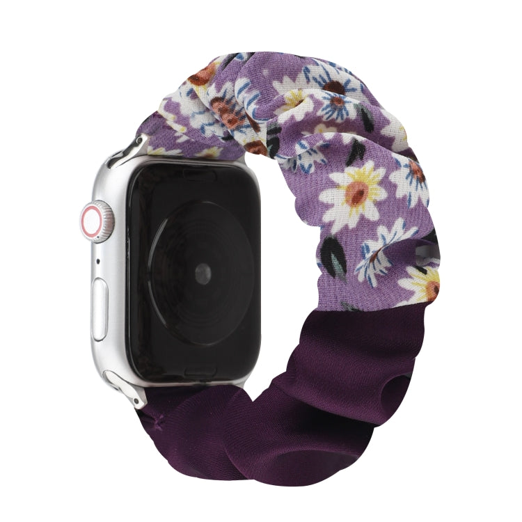 Butterfly Pattern Hair Ring Cloth Watch Band For Apple Watch Ultra 49mm&Watch Ultra 2 49mm / Series 9&8&7 45mm / SE 3&SE 2&6&SE&5&4 44mm / 3&2&1 42mm(F) - Watch Bands by buy2fix | Online Shopping UK | buy2fix