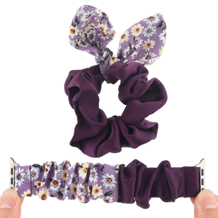 Butterfly Pattern Hair Ring Cloth Watch Band For Apple Watch Ultra 49mm&Watch Ultra 2 49mm / Series 9&8&7 45mm / SE 3&SE 2&6&SE&5&4 44mm / 3&2&1 42mm(F) - Watch Bands by buy2fix | Online Shopping UK | buy2fix