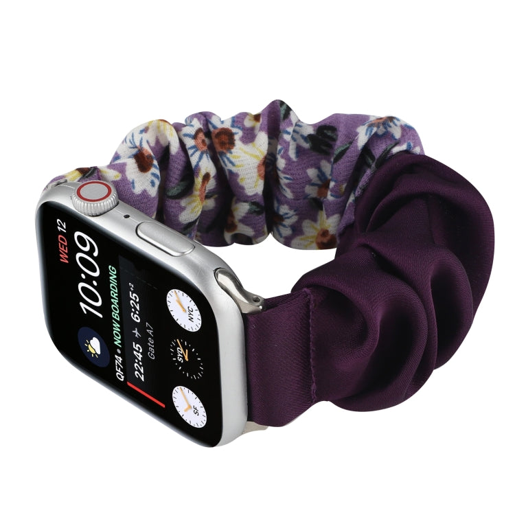 Butterfly Pattern Hair Ring Cloth Watch Band For Apple Watch Ultra 49mm&Watch Ultra 2 49mm / Series 9&8&7 45mm / SE 3&SE 2&6&SE&5&4 44mm / 3&2&1 42mm(F) - Watch Bands by buy2fix | Online Shopping UK | buy2fix