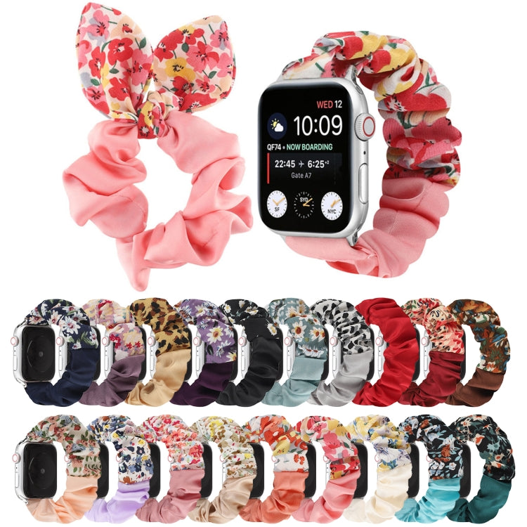 Butterfly Pattern Hair Ring Cloth Watch Band For Apple Watch Ultra 49mm&Watch Ultra 2 49mm / Series 9&8&7 45mm / SE 3&SE 2&6&SE&5&4 44mm / 3&2&1 42mm(F) - Watch Bands by buy2fix | Online Shopping UK | buy2fix