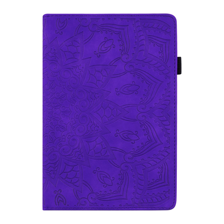 For Amazon Fire HD 10 2023 / 10 Plus (2021) Calf Pattern Double Folding Design Embossed Leather Case with Holder & Card Slots & Pen Slot & Elastic Band(Purple) - Amazon by buy2fix | Online Shopping UK | buy2fix