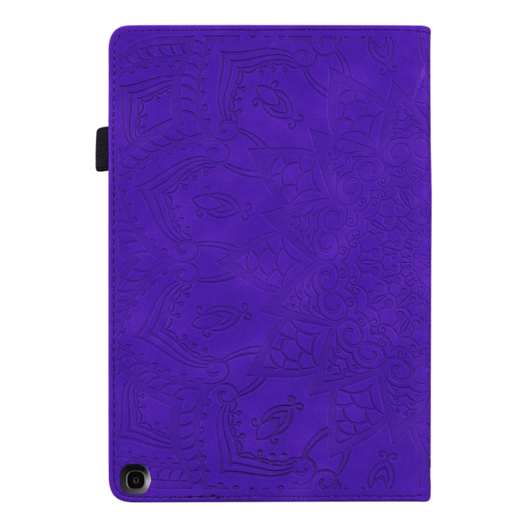 For Amazon Fire HD 10 2023 / 10 Plus (2021) Calf Pattern Double Folding Design Embossed Leather Case with Holder & Card Slots & Pen Slot & Elastic Band(Purple) - Amazon by buy2fix | Online Shopping UK | buy2fix