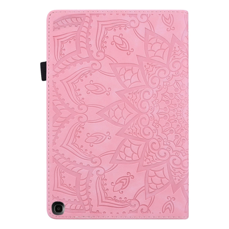 For Amazon Fire HD 10 2023 / 10 Plus (2021) Calf Pattern Double Folding Design Embossed Leather Case with Holder & Card Slots & Pen Slot & Elastic Band(Pink) - Amazon by buy2fix | Online Shopping UK | buy2fix