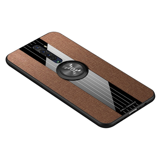 For OPPO Reno 2 XINLI Stitching Cloth Textue Shockproof TPU Protective Case with Ring Holder(Brown) by XINLI
