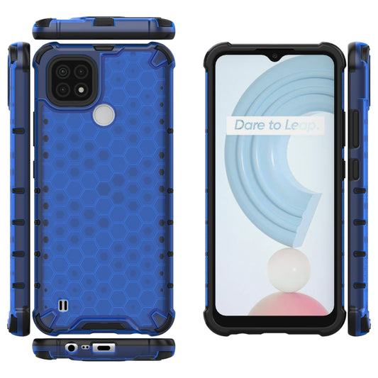 For OPPO Realme C21 Shockproof Honeycomb PC + TPU Case(Blue) by buy2fix