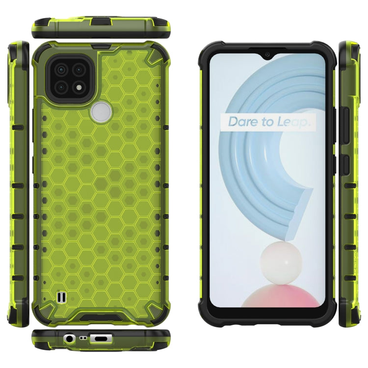 For OPPO Realme C21 Shockproof Honeycomb PC + TPU Case(Green) - Realme Cases by buy2fix | Online Shopping UK | buy2fix