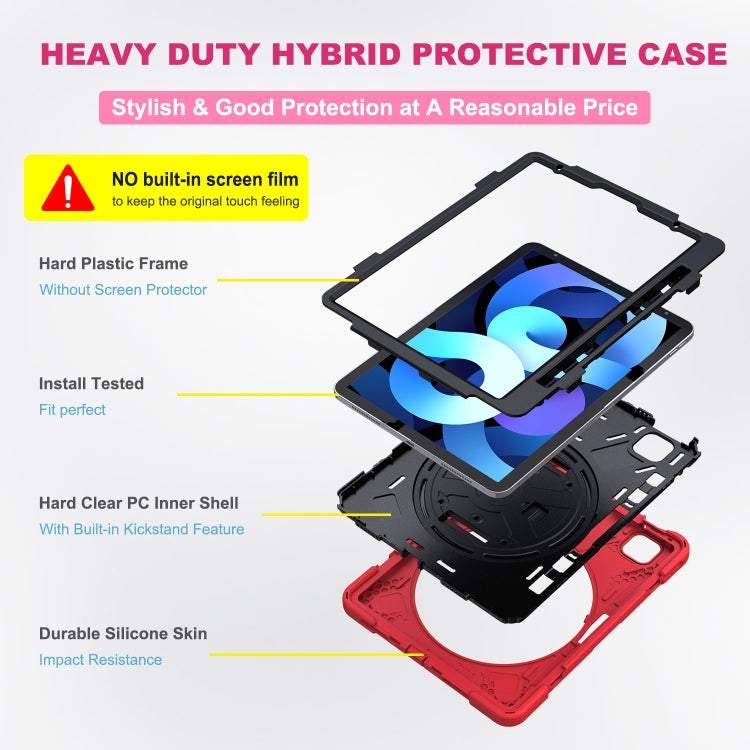 Shockproof Colorful Silicone + PC Protective Case with Holder & Shoulder Strap & Hand Strap For iPad Pro 11 2022 / 2021 / 2020 / 2018 / Air 4 2020 (Red) - iPad Air (2022) / (2020) 10.9 Cases by buy2fix | Online Shopping UK | buy2fix