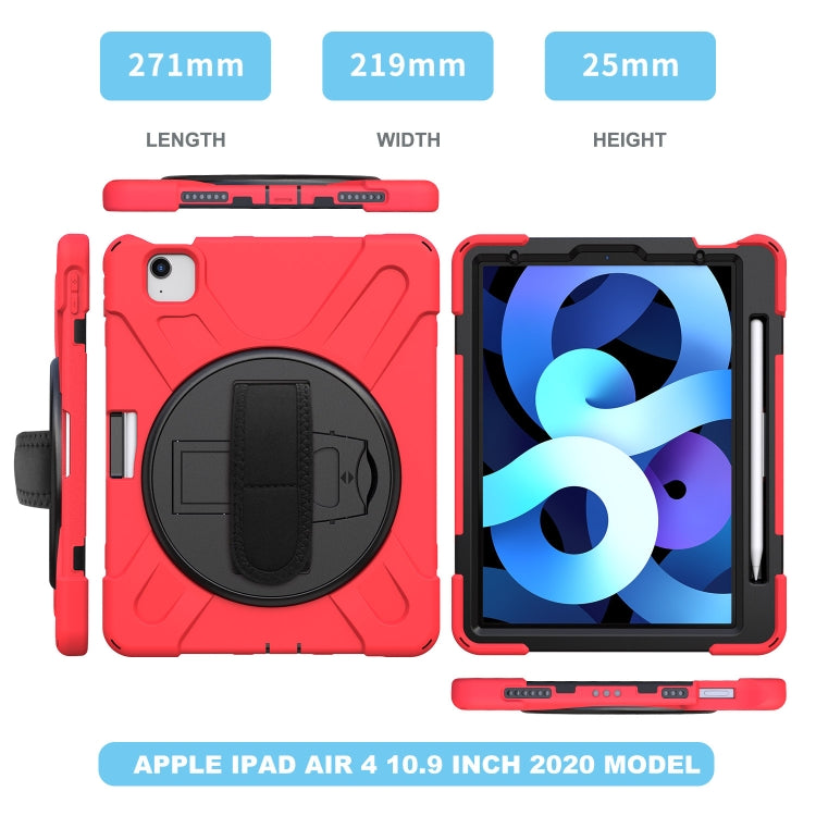 Shockproof Colorful Silicone + PC Protective Case with Holder & Shoulder Strap & Hand Strap For iPad Pro 11 2022 / 2021 / 2020 / 2018 / Air 4 2020 (Red) - iPad Air (2022) / (2020) 10.9 Cases by buy2fix | Online Shopping UK | buy2fix