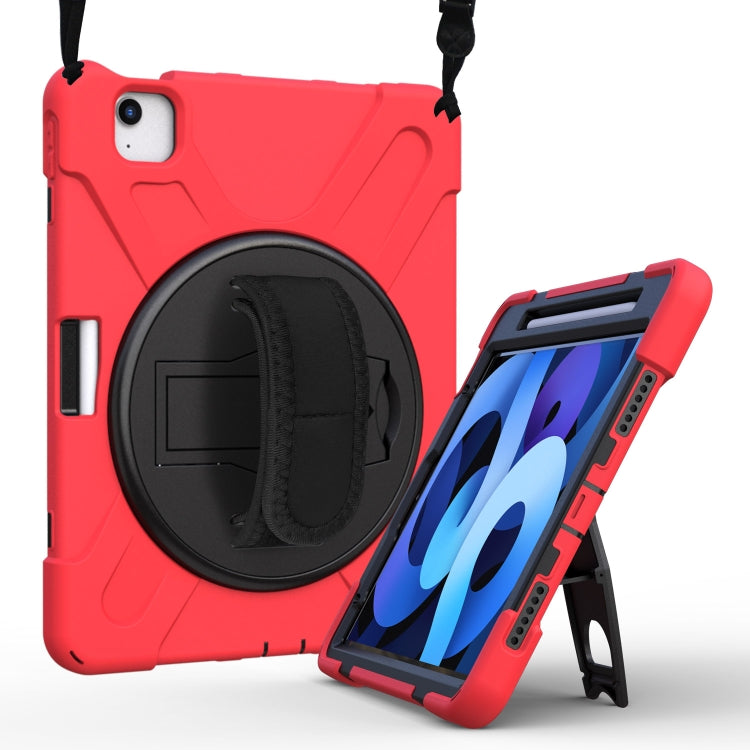 Shockproof Colorful Silicone + PC Protective Case with Holder & Shoulder Strap & Hand Strap For iPad Pro 11 2022 / 2021 / 2020 / 2018 / Air 4 2020 (Red) - iPad Air (2022) / (2020) 10.9 Cases by buy2fix | Online Shopping UK | buy2fix