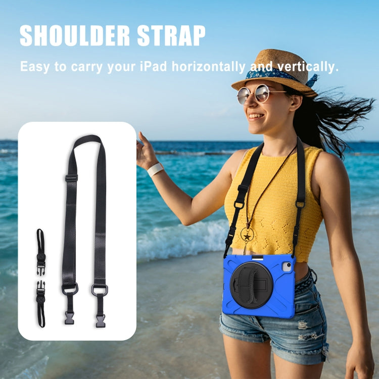 Shockproof Colorful Silicone + PC Protective Case with Holder & Shoulder Strap & Hand Strap For iPad Pro 11 2022 / 2021 / 2020 / 2018 / Air 4 2020 (Blue) - iPad Air (2022) / (2020) 10.9 Cases by buy2fix | Online Shopping UK | buy2fix