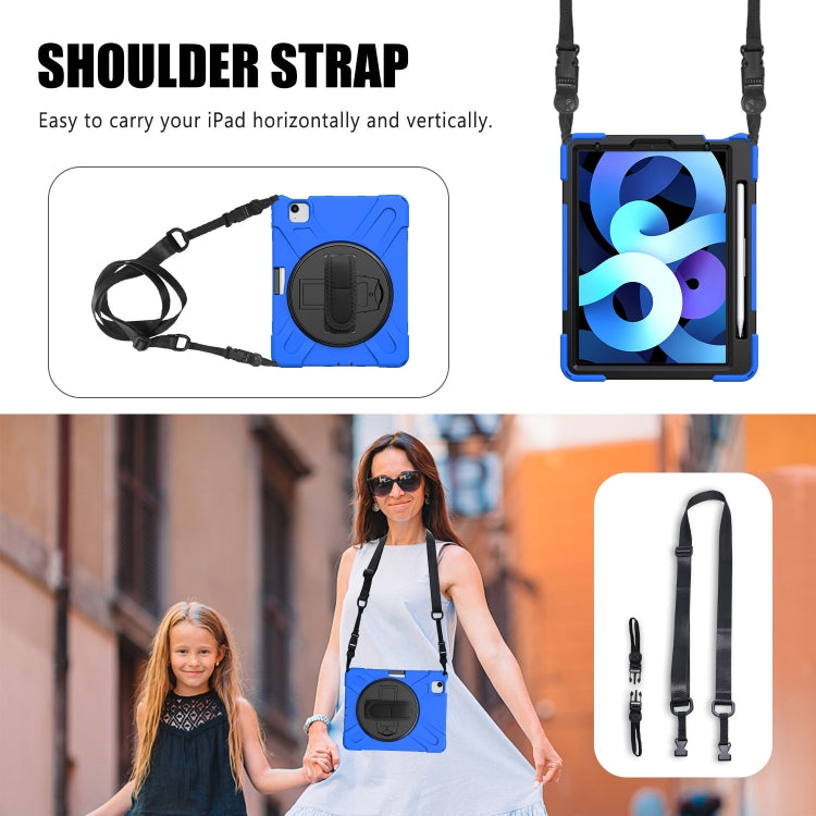 Shockproof Colorful Silicone + PC Protective Case with Holder & Shoulder Strap & Hand Strap For iPad Pro 11 2022 / 2021 / 2020 / 2018 / Air 4 2020 (Blue) - iPad Air (2022) / (2020) 10.9 Cases by buy2fix | Online Shopping UK | buy2fix