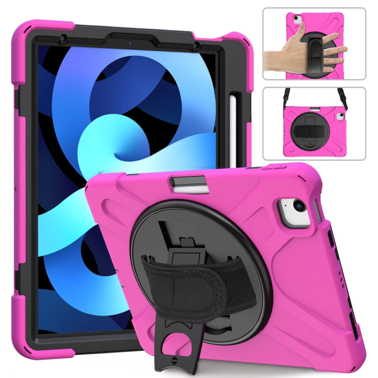 Shockproof Colorful Silicone + PC Protective Case with Holder & Shoulder Strap & Hand Strap For iPad Pro 11 2022 / 2021 / 2020 / 2018 / Air 4 2020 (Rose Red) - iPad Air (2022) / (2020) 10.9 Cases by buy2fix | Online Shopping UK | buy2fix