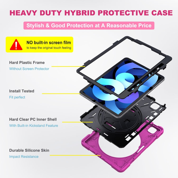 Shockproof Colorful Silicone + PC Protective Case with Holder & Shoulder Strap & Hand Strap For iPad Pro 11 2022 / 2021 / 2020 / 2018 / Air 4 2020 (Rose Red) - iPad Air (2022) / (2020) 10.9 Cases by buy2fix | Online Shopping UK | buy2fix